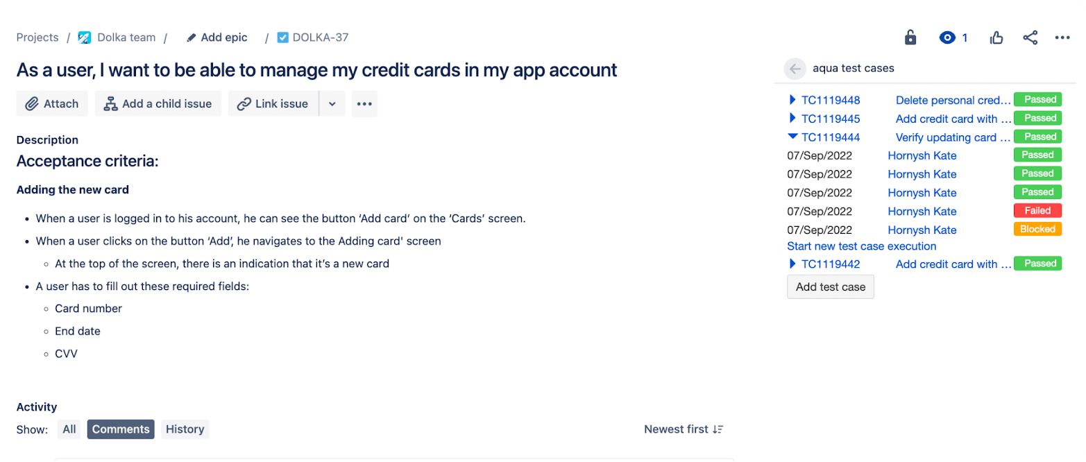Jira does not have test reports